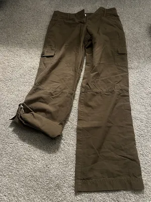 Vintage Ann Taylor Loft green cargo cropped or regular length pants size 4 thumbnail 1