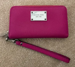 Michael Kors Fuchsia Leather Wristlet Wallet thumbnail 1