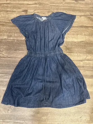 Free Assembly Chambray Denim Cotton Dress Small Flutter Sleeve Boho Casual thumbnail 2