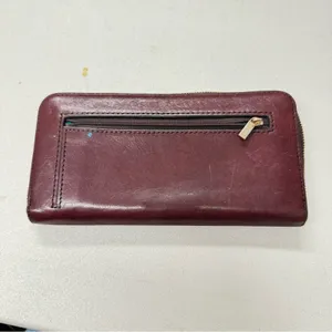 Fossil Burgundy Leather Full Zip Wallet Damaged Vintage thumbnail 3