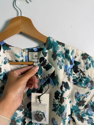 Tuckernuck Blue‎ Blooms Linen Maxi Dress Size XS Floral Coastal Vacation thumbnail 16