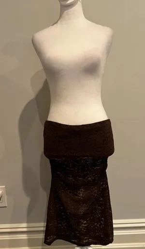White Fox Brown Lace Fitted Maxi Skirt thumbnail 1