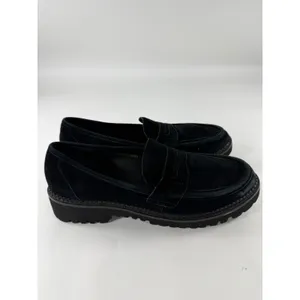 Bibi Lou Black Suede Lug Sole Penny Loafers Women Size 40 Preppy Platform Shoes thumbnail 4