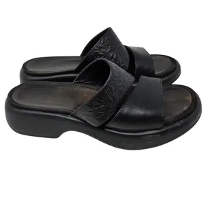 Dansko Black Leather Embossed Floral Slip On Strap Slide Casual Sandals Size 38 thumbnail 4