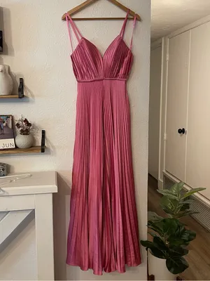 Mac Duggal Pink Pleated Wide Leg Jumpsuit Size 0 thumbnail 3