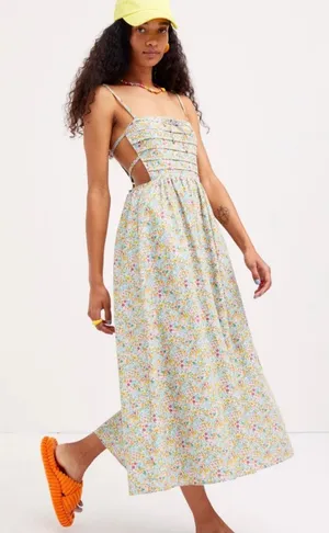 For Love & Lemons Raleigh Midi Dress Floral Tie Size XS thumbnail 1