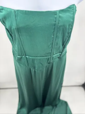 Lulus Extraordinary Presence Satin Strapless Maxi Dress 2X Dark Green NWT thumbnail 7