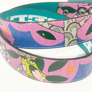 Rock Rebel Size Medium Multi Colored‎ Painted Owl Printed Belt thumbnail 2
