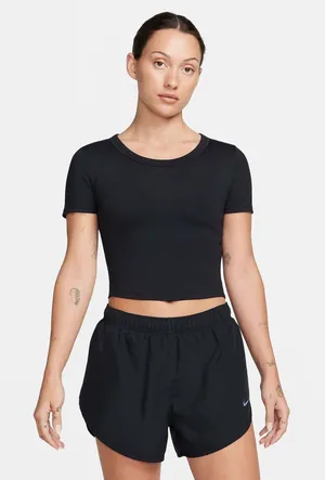 Nike One Fitted Women's Dri-FIT Short-Sleeve Cropped Top Black Size M NWT thumbnail 1