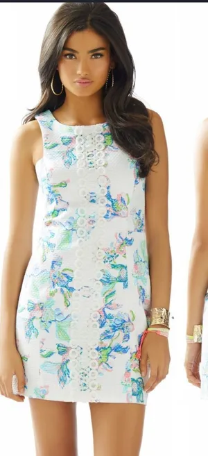 Lilly Pulitzer Cecily Dress Size 00White Mini Dress with Blue Green Floral Print thumbnail 1