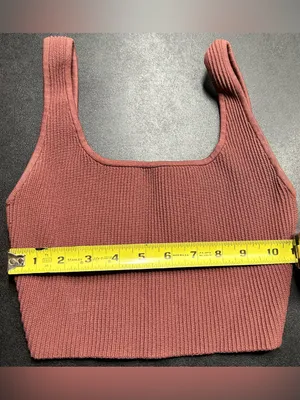 Aritzia Babaton Women's Size XS Sculpt Brown Ribbed Square Neck Crop Tank Top thumbnail 4