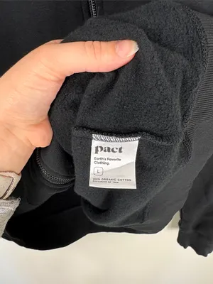 Pact Organic Brushed Fleece Zip Hoodie Women’s Large Black 100% Cotton thumbnail 5