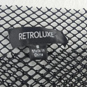 Retroluxe -1726 Black‎ Rhinestone Mesh Top Long Sleeve Fishnet Women's Small thumbnail 5