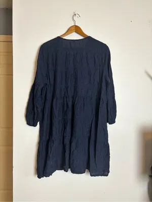 Old Navy Women's Navy Blue Tiered Long-Sleeve Balloon Sleeve Casual Dress thumbnail 6