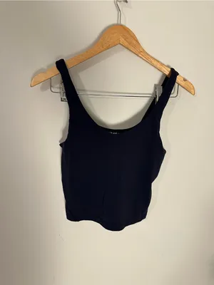 Quince Ultra-Form V-Neck Cropped Tank deep navy small thumbnail 2