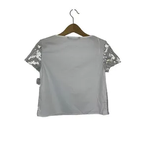 Zara‎ Basic Silver Sequin Crop Top Party Sparkly Glam Festival XS thumbnail 4