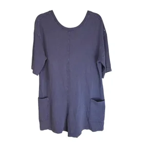 Double Zero Mystical Medium Romper Blue‎ Purple Cotton V-Neck Pocket DZ25C080 thumbnail 2