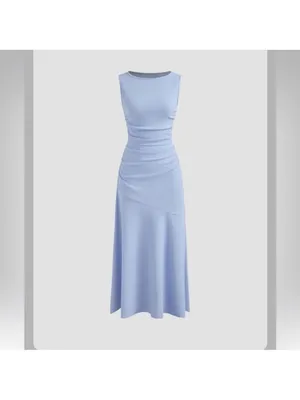 NWT cider boat neck blue maxi dress size S thumbnail 5