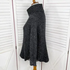 Free People Dylan Tweedy Cowl Neck‎ Wool Blend Sweater Black XS Boho Grunge thumbnail 3