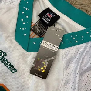 National Football League NWT Miami Dolphins women’s embellished football jersey size medium thumbnail 3