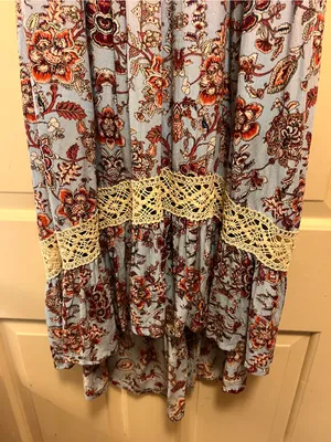 American Rag Light Blue Floral Maxi Dress with Rust Accents thumbnail 4