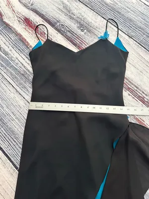 Vintage Zum Zum By Niki Livas Black & Blue High-Low Slip Dress thumbnail 12