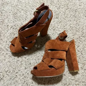 Dark Orange Suede Jessica Simpson Harlow Heels thumbnail 1