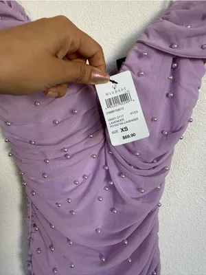 Windsor Lavender Pearl Bodycon Midi Dress NWT XS Bridesmaid Prom Formal thumbnail 6