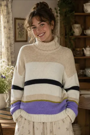 Anthropologie ALDOMARTINS‎ Striped Turtleneck Sweater Aldo Martins Wool Small thumbnail 1