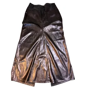 Elan Faux NWT Leather Maxi Skirt High Slit‎ Black Size Large thumbnail 11