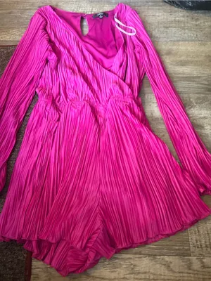 Lulus Pink faux wrap Romper thumbnail 9
