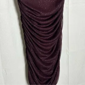 Lucy in the Sky Maroon Glitter‎ Sparkle Spaghetti Strap Bodycon Mini Dress Small thumbnail 4
