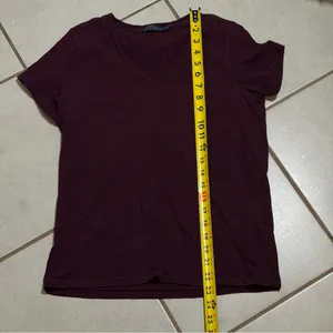 Polo by‎ Ralph Lauren Women's Burgundy V-Neck Top Minimalist size M thumbnail 6