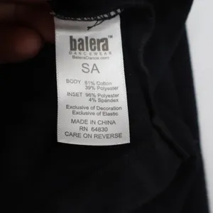 Balera Black Mock Neck Cropped Sweatshirt Sheer Mesh Back Long Sleeve SA thumbnail 2