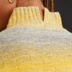 Pilcro‎ by Anthropologie Cropped Mock Neck Sweater in Yellow & Gray Ombre Large thumbnail 5