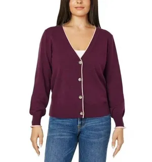 Scotch & Soda Classic Long Sleeve Cardigan Burgundy Size L Classic Preppy Fall thumbnail 1