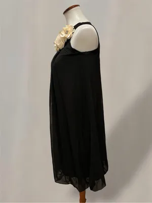 Target Black Floral Rosette Neckline Chiffon Shift Mini Dress XL JRs thumbnail 3