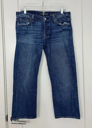 7 For All Mankind Size 30 Josefina Cropped Skinny Boyfriend Jeans thumbnail 1