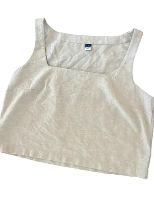 NWT Old Navy Cropped Square-Neck Linen-Blend Tank Top Size Large Preppy Minimal thumbnail 2