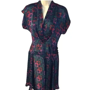 Anthropologie Trovato 100% silk Jewel Tone mini Party dress Spring Summer flirty thumbnail 3