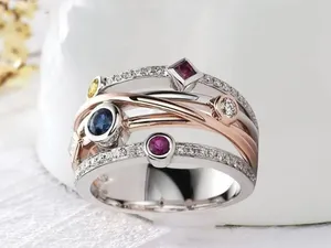 & Other Stories Gorgeous Stainless Steel Silver and Gemstones Statement Band Size 6 thumbnail 4