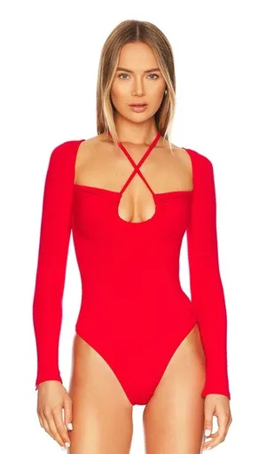 Revolve Superdown Storme long sleeve Bodysuit in Red thumbnail 1
