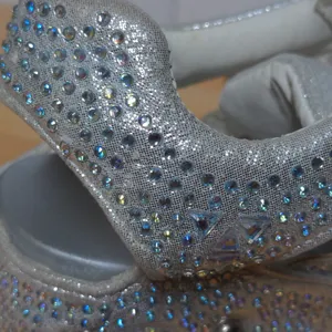 Anthony Wang Platform Sandals Silver Cutout Bedazzled Wedge Y2K 35 (US 4-4.5) thumbnail 10