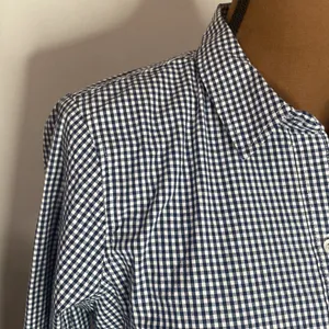 Abercrombie & Fitch micro plaid Oxford moose logo embroidery shirt navy white M thumbnail 7
