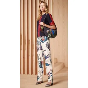 Tory Burch Women’s Sz 12 Adele Pant NWT 100% Silk, Floral, Resort Vacation Boho thumbnail 3