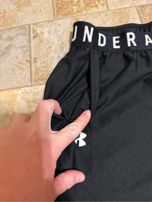Under Armour | Black Athletic Shorts with Logo Waistband thumbnail 4