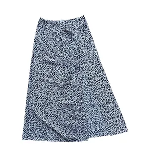 Super cute navy blue and white floral midi skirt with slit 🔥 thumbnail 1