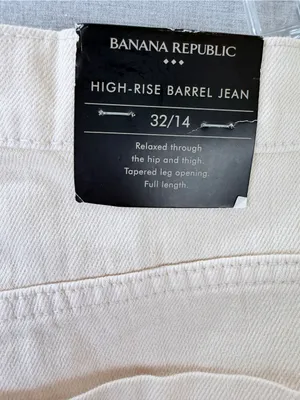 NWT Banana Republic‎ Cream Barrel Leg Jeans High Rise Wide Leg Denim 32 14 thumbnail 7