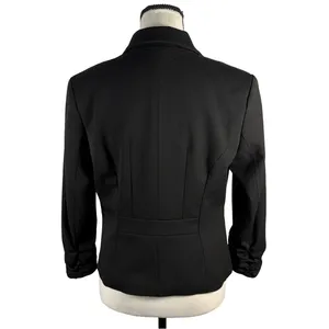 Express Ruched Sleeve Blazer – Black Tailored Office Siren Jacket thumbnail 2