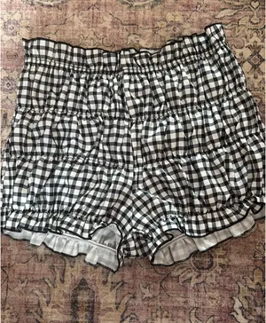 Amazon Gingham Bloomer Ruffle Black and White Shorts Multiple thumbnail 2